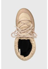 Moon Boot śniegowce Suede Nylon kolor beżowy 24500200.CIPRIA-CIPRIA. Nosek buta: okrągły. Zapięcie: sznurówki. Kolor: beżowy. Materiał: nylon. Obcas: na platformie #5