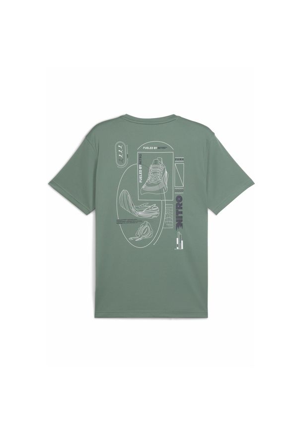 Puma - Męska koszulka do biegania z grafiką NITRO™ PUMA Green Moon. Kolor: zielony