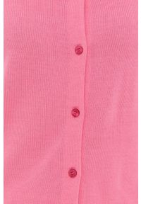 BOSS kardigan wełniany damski kolor różowy lekki. Kolor: różowy. Materiał: wełna. Długość rękawa: długi rękaw. Długość: długie