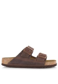 Klapki unisex Birkenstock Arizona. Zapięcie: bez zapięcia. Kolor: brązowy. Materiał: materiał, skóra, syntetyk. Szerokość cholewki: normalna. Sport: turystyka piesza