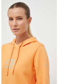 columbia - Columbia bluza damska kolor pomarańczowy z kapturem z nadrukiem. Typ kołnierza: kaptur. Kolor: pomarańczowy. Długość rękawa: długi rękaw. Długość: długie. Wzór: nadruk #5