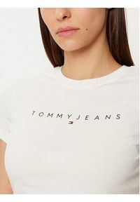Tommy Jeans T-Shirt Linear DW0DW18398 Biały Slim Fit. Kolor: biały. Materiał: bawełna