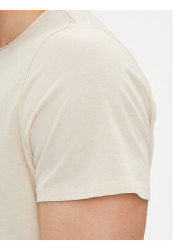 Tommy Jeans T-Shirt Jaspe DM0DM09586 Beżowy Slim Fit. Kolor: beżowy. Materiał: syntetyk, bawełna
