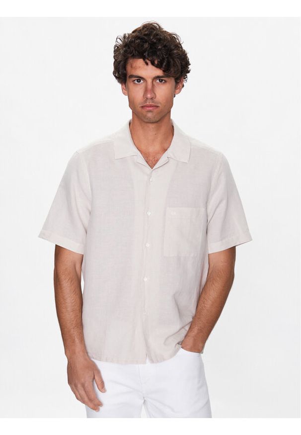 Calvin Klein Koszula K10K109521 Beżowy Regular Fit. Kolor: beżowy. Materiał: bawełna