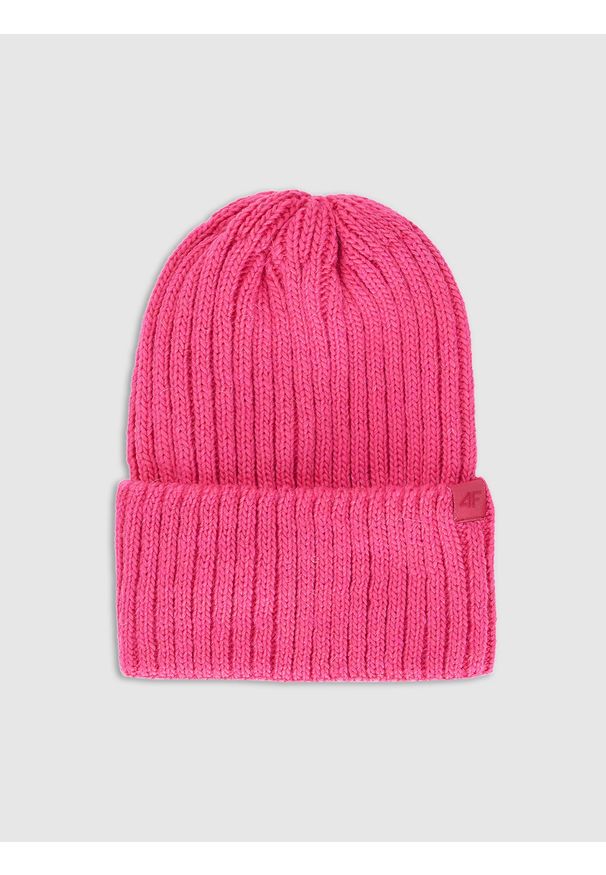 4f - 4F Czapka zimowa z dodatkiem wełny damska - różowa Uniwersalny. Kolor: różowy. Materiał: wełna. Sezon: zima. Styl: casual, klasyczny
