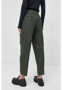 IVY & OAK - Ivy Oak Spodnie PHOEBE damskie kolor zielony proste high waist. Okazja: na co dzień. Stan: podwyższony. Kolor: zielony. Materiał: poliester, materiał, wiskoza. Styl: casual #5