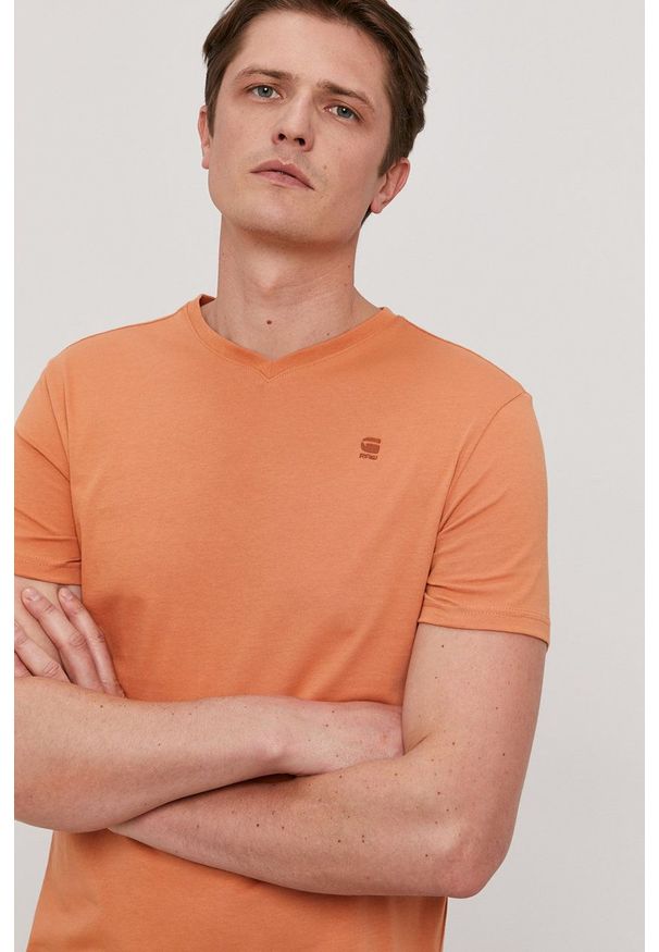 G-Star RAW - G-Star Raw - T-shirt. Okazja: na co dzień. Kolor: pomarańczowy. Materiał: dzianina. Wzór: gładki. Styl: casual