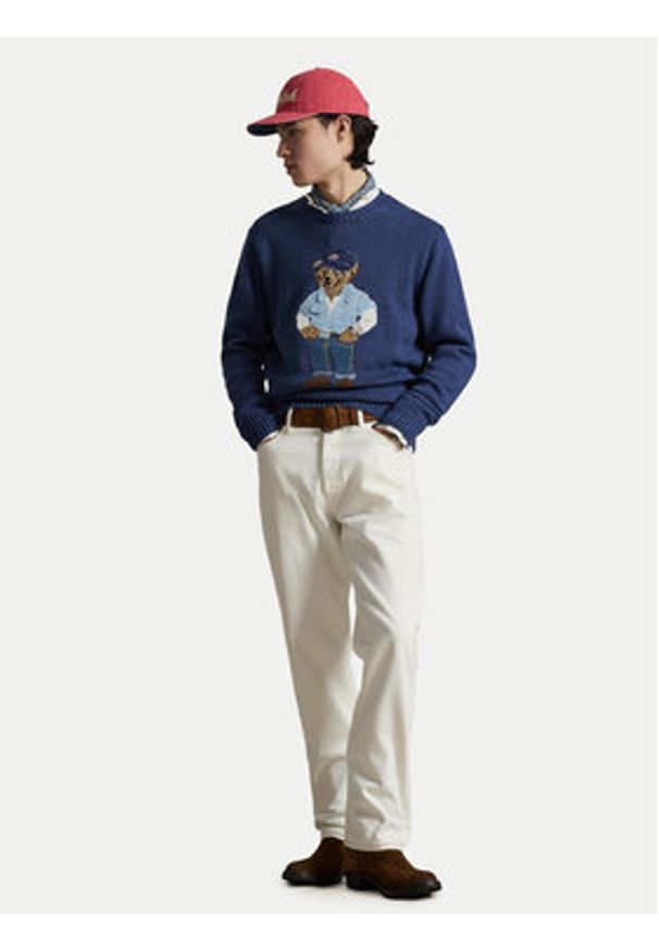 Polo Ralph Lauren Sweter 710A13002001 Niebieski Regular Fit. Typ kołnierza: polo. Kolor: niebieski. Materiał: bawełna