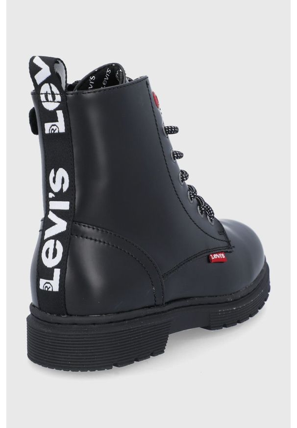Levi's® - Levi's Workery dziecięce kolor czarny. Okazja: na spotkanie biznesowe. Nosek buta: okrągły. Zapięcie: sznurówki. Kolor: czarny. Obcas: na platformie. Styl: biznesowy