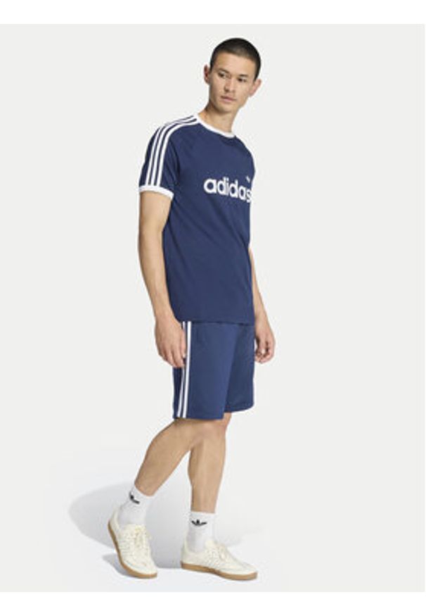 Adidas - adidas T-Shirt 3-Stripes Ringer KF0419 Granatowy Slim Fit. Kolor: niebieski. Materiał: bawełna