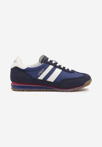 Born2be - Niebieskie Sneakersy z Ozdobnymi Paskami na Nieregularnej Podeszwie Kolarina. Okazja: na co dzień. Zapięcie: pasek. Kolor: niebieski. Materiał: jeans. Wzór: paski #6