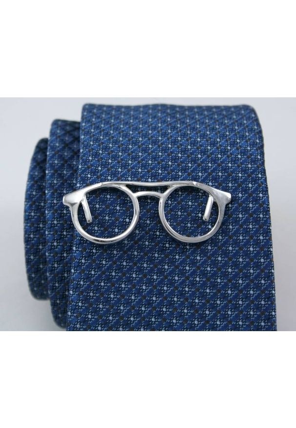 Stylowa Spinka Męska do Krawata - Alties - Okulary, Hipster. Kolor: srebrny