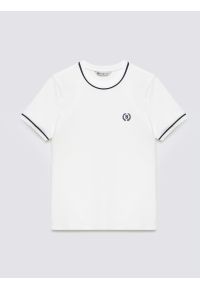 Big-Star - Koszulka damska z kontrastowym wykoŅczeniem biała Lemoure 102. Kolor: kremowy. Materiał: dzianina. Wzór: haft #3