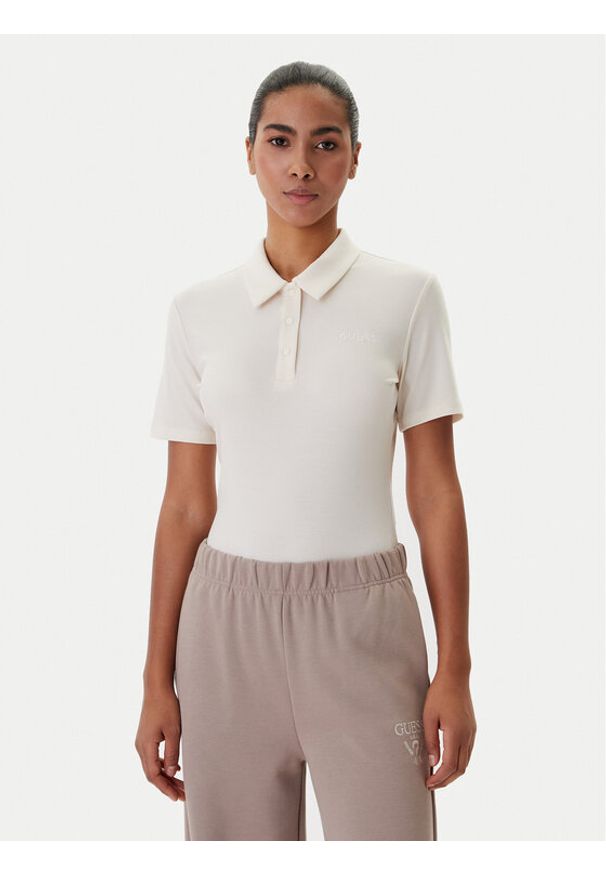 Guess Body V6RP00 KD772 Biały Slim Fit. Kolor: biały. Materiał: lyocell