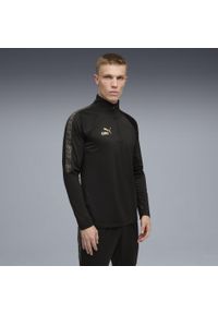 Puma - Męska bluza piłkarska KINGtouch z zamkiem 1/4 PUMA Black Gold. Kolor: czarny, wielokolorowy, żółty. Sport: piłka nożna