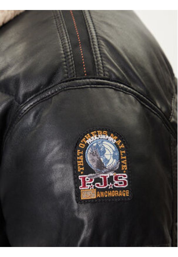 Parajumpers Kurtka skórzana Gian 25WMPMJKLE03 Czarny Regular Fit. Kolor: czarny. Materiał: skóra