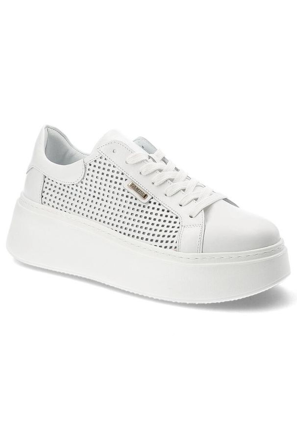 DAMISS - Białe Sneakersy Damiss Modne Obuwie Damskie. Kolor: biały. Materiał: materiał. Szerokość cholewki: normalna