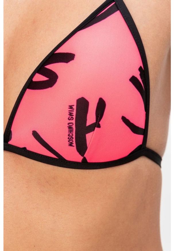 MOSCHINO Różowa góra od bikini w litery, Rozmiar S. Kolor: różowy. Wzór: aplikacja