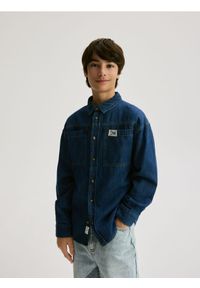 Reserved - Jeansowa koszula - granatowy. Kolor: niebieski. Materiał: jeans #1