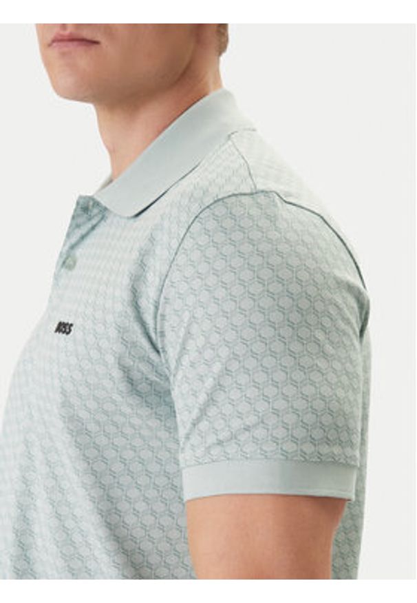 BOSS Polo PL_GOC Chip Pattern 50554591 Turkusowy Regular Fit. Typ kołnierza: polo. Kolor: turkusowy. Materiał: bawełna