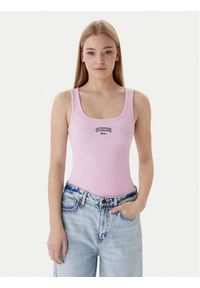 Guess Jeans Top W6RP20 KA0H1 Różowy Slim Fit. Kolor: różowy. Materiał: bawełna #1