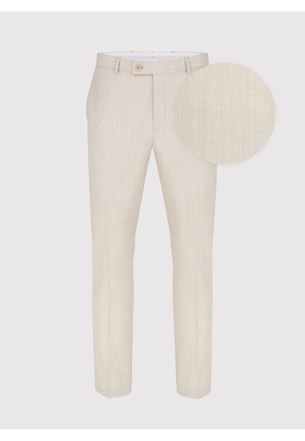 Pako Lorente - PAKO LORENTE – Beżowe spodnie garniturowe. Kolor: beżowy. Materiał: poliester, wełna, lycra. Styl: elegancki