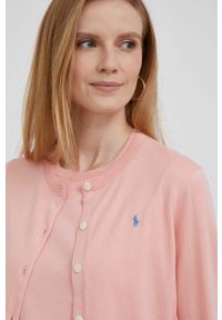 Polo Ralph Lauren kardigan damski kolor pomarańczowy lekki. Okazja: na co dzień. Typ kołnierza: polo. Kolor: pomarańczowy. Materiał: dzianina. Długość rękawa: długi rękaw. Długość: długie. Wzór: gładki. Styl: casual #5