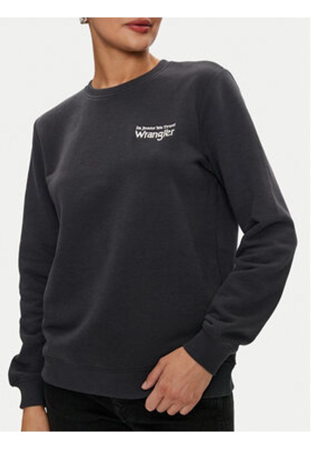 Wrangler Bluza 112356510 Czarny Regular Fit. Kolor: czarny. Materiał: bawełna