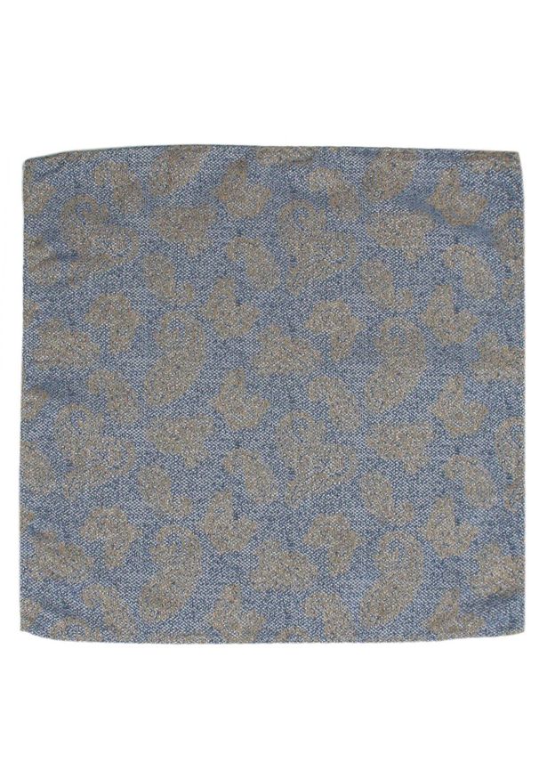 Elegancka Poszetka Męska - Alties - Niebieski Melanż, Paisley. Kolor: niebieski. Materiał: poliester. Wzór: melanż, paisley
