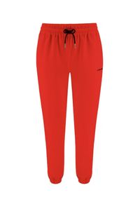 LA MANIA - Dresowe spodnie Banta. Kolor: czerwony. Materiał: dresówka. Wzór: napisy #4