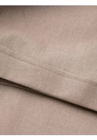 Ombre Clothing - Męskie podwijane spodnie chino z dodatkiem lnu – jasnobrązowe V3 - Rozmiar: XL. Okazja: na co dzień. Kolor: brązowy. Materiał: len. Sezon: lato. Styl: casual