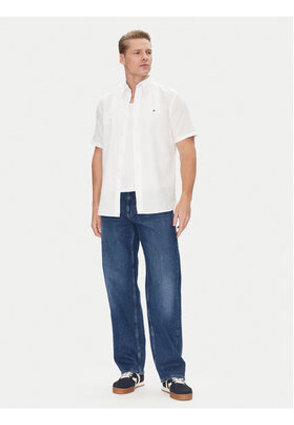 TOMMY HILFIGER - Tommy Hilfiger Koszula MW0MW40703 Biały Regular Fit. Kolor: biały. Materiał: bawełna