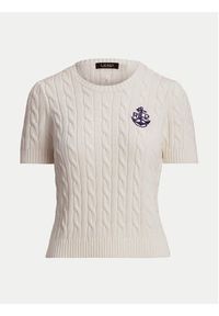 Lauren Ralph Lauren - LAUREN RALPH LAUREN Sweter 200961681002 Biały Slim Fit. Kolor: biały. Materiał: bawełna