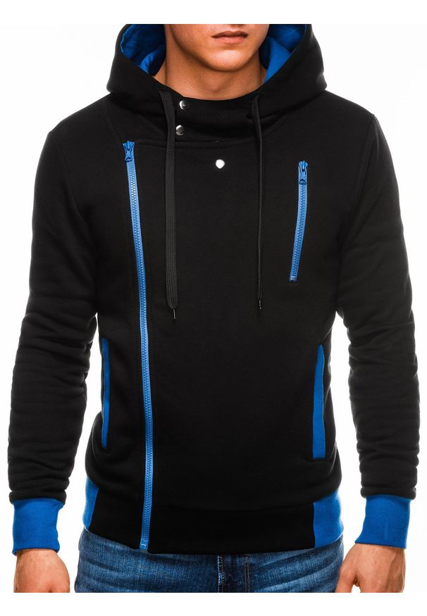Ombre Clothing - Bluza męska rozpinana z kapturem B297 - czarna - XXL. Typ kołnierza: kaptur. Kolor: czarny. Materiał: bawełna, poliester, dzianina
