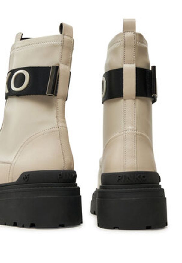 Pinko - PINKO Botki Mia 13 SD0219 P061 Écru. Materiał: skóra