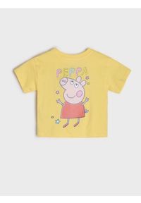 Sinsay - Koszulka z ozdobnym printem na plecach Peppa Pig - żółty. Kolor: żółty. Wzór: nadruk