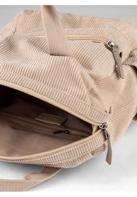 bonprix - Plecak ze sztruksu. Kolor: beżowy. Wzór: paski. Materiał: skórzane. Rodzaj torebki: na ramię #2