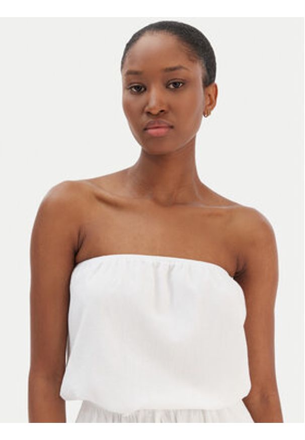 Seafolly Kombinezon Crinkle 55537-PS Biały Regular Fit. Kolor: biały. Materiał: bawełna