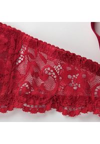 Intica - Biustonosz push-up z koronką i majtki komplet bielizny Dujka. Kolor: czerwony. Materiał: koronka. Wzór: koronka #3