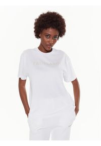 Trussardi Jeans - Trussardi T-Shirt Lettering Print 56T00565 Biały Regular Fit. Kolor: biały. Materiał: bawełna. Wzór: nadruk