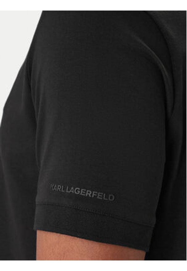 Karl Lagerfeld - KARL LAGERFELD Polo 745022 561235 Czarny Regular Fit. Typ kołnierza: polo. Kolor: czarny. Materiał: bawełna