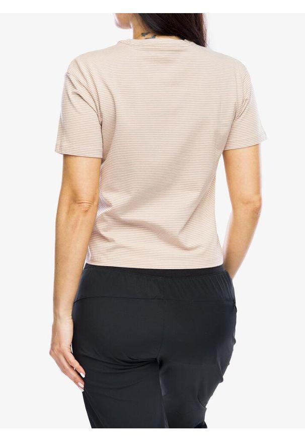 Koszulka bawełniana damska Black Diamond BD Stripe SS Tee. Kolor: beżowy. Materiał: bawełna