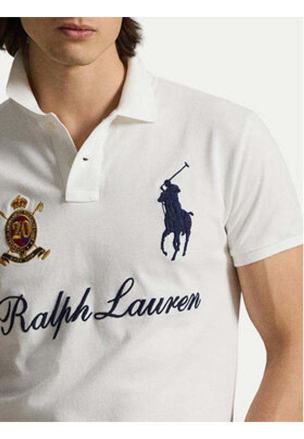 Polo Ralph Lauren Polo 710P07311002 Biały Custom Slim Fit. Typ kołnierza: polo. Kolor: biały. Materiał: bawełna