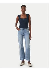 Tommy Jeans Top Smock Seersucker DW0DW22220 Granatowy Slim Fit. Kolor: niebieski. Materiał: syntetyk #4