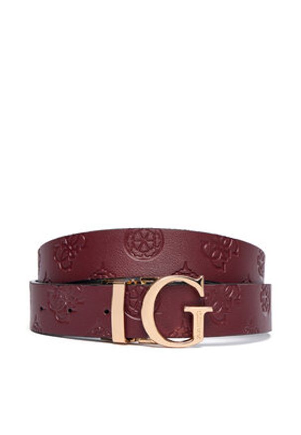 Guess Pasek Damski BW7861 P3430 Bordowy. Kolor: czerwony. Materiał: skóra