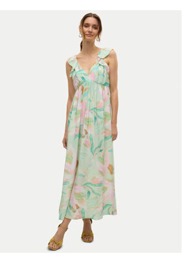 Vero Moda Sukienka letnia Josie 10324125 Zielony Regular Fit. Kolor: zielony. Materiał: wiskoza. Sezon: lato