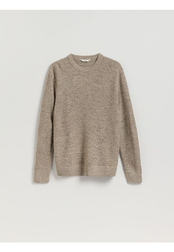 Reserved - Sweter z domieszką wełny - beżowy. Kolor: beżowy. Materiał: wełna