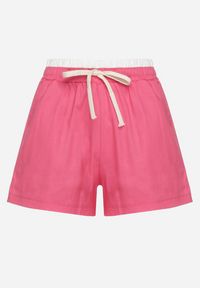 Born2be - Różowe Bawełniane Szorty z Gumką w Pasie Timaolle. Okazja: na co dzień. Kolor: różowy. Materiał: bawełna. Styl: klasyczny, elegancki, casual #7