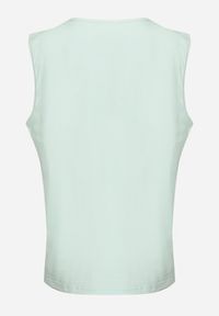 Born2be - Miętowa Klasyczna Koszulka Tank Top Bez Rękawów Lakeana. Kolor: miętowy. Materiał: jeans, materiał. Długość rękawa: bez rękawów