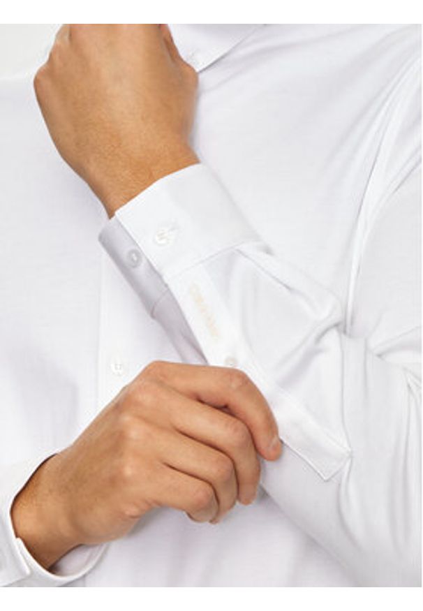 Calvin Klein Koszula K10K113339 Biały Slim Fit. Kolor: biały. Materiał: bawełna
